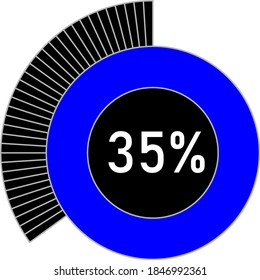 35% circle percentage diagram for web design, user interface (UI) or infographic - indicator with blue and black