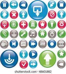 35 color glossy buttons. vector