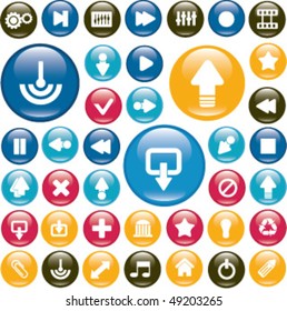 35 color glossy buttons. vector