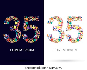 35 ,Colorful font, designed using colorful dot graphic vector.