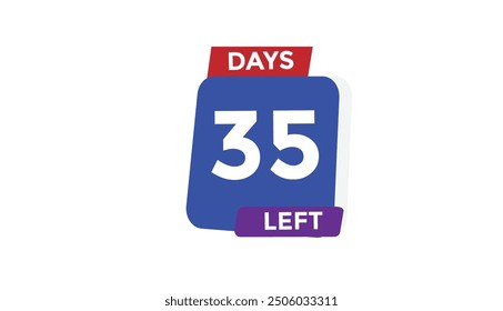 35 days left Countdown number banner templates. time icon. Vector Illustration 
