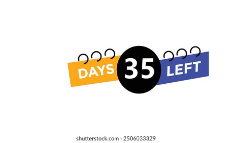 Quedan 35 días Número de cuenta atrás Anuncio de Plantillas. Ilustración vectorial 
