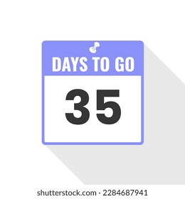Icono de ventas de cuenta regresiva de 35 días a la izquierda. Faltan 35 días para ir Banner promocional
