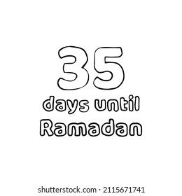 Ilustración de dibujo a lápiz de 35 días de Ramadán (35 Hari Menuju Ramadhan)