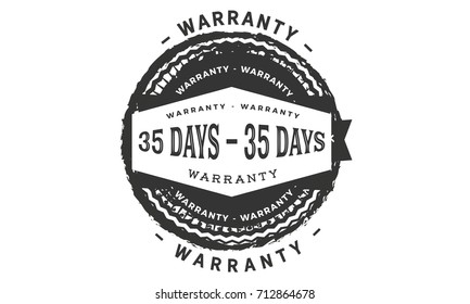 35 days warranty icon vintage rubber stamp guarantee