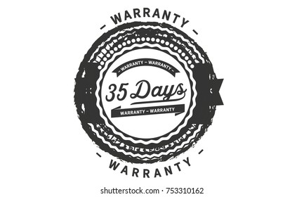 35 days warranty icon vintage rubber stamp guarantee