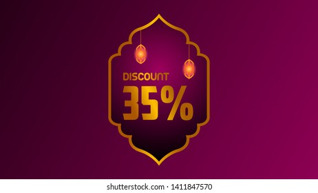 35% Discount Banner. sale banner or sale poster for festival of eid mubarak celebration