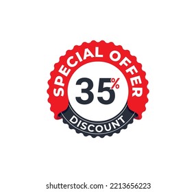 35% Discount Coupon design. Sale tags set vector badges template. Sale offer price sign. Special offer symbol. Discount promotion. Discount badge Stamp shape. Vector illustration template 