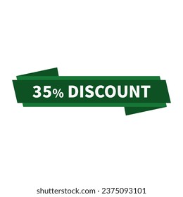 35 Discount In Green Rectangle Ribbon Shape For Sale Advertising Marketing
