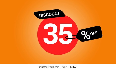 35%, ilustración de vector de etiqueta de descuento, banner de venta para promocional, elemento de diseño de etiqueta de oferta especial, treinta y cinco, señal de precio de oferta de venta, diseño vectorial