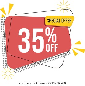 35% discount. promotion icon for shops and offer banner