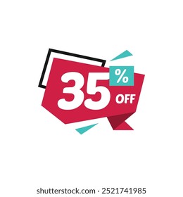35% Discount Sale Tag Label Vector Template Design Illustration
