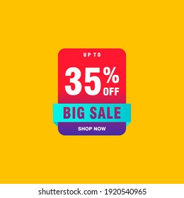 35 discount, Sales Vector badges for Labels, , Stickers, Banners, Tags, Web Stickers, New offer. Discount origami sign banner