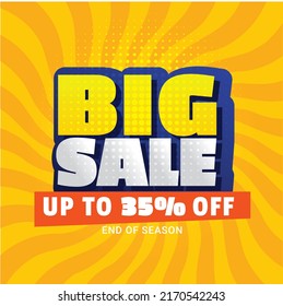 35% End of Season Big Sale Poster Banner Template Design Stock Illustration