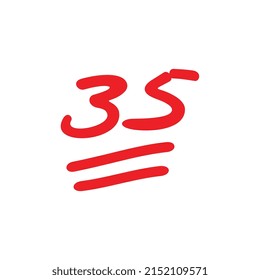 35 exam score, thirty five points grade results, vector illustration
