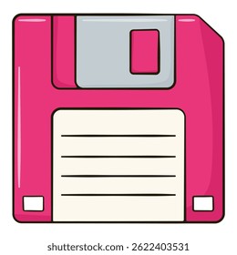 3.5" Floppy Disk. Cartoon Style Illustration