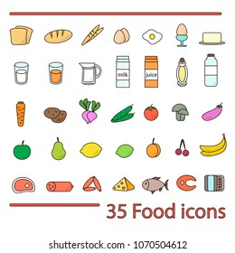 50 Food Icons Vector Stock Vector (Royalty Free) 80676115