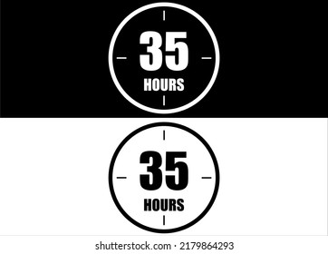35 Stunden. Set von weißer und schwarzer Uhr mit Termin.