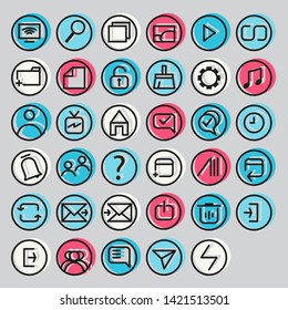 35 icons collection user Interface. User Interface icon for mobile and web. flat icon design style.EPS 10
