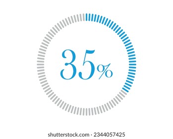 35% de carga. 35% de diagramas de círculo Vector de infografía, Porcentaje listo para usar para el diseño web.