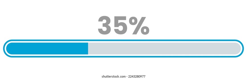 35% de carga. barra de progreso del 35% Vector de infografía, 35% listo para usar para diseño web ux-ui