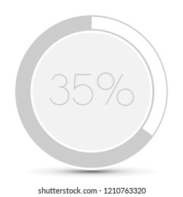 35% Minimal Flat white plane progress button  with shadow. well aligned loading graphic vector 