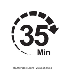 35 minute timer clock icon vector illustration eps