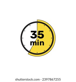 35 Minutos Analógico Icono Reloj de fondo blanco .