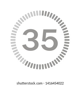 The 35 minutes or seconds, stopwatch vector icon, digital timer. clock and watch, timer.