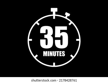 35 Minutes. Simple timer clock. Vector with black background.