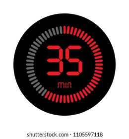 The 35 minutes, stopwatch vector icon, digital timer. clock and watch, timer, countdown symbol.