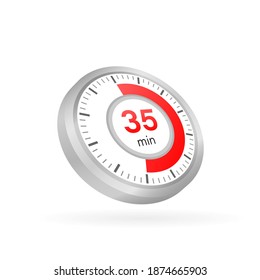 The 35 minutes, stopwatch vector icon. Stopwatch icon in flat style on a white background. Vector stock illustration.