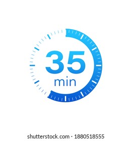 The 35 minutes, stopwatch vector icon. Stopwatch icon in flat style on a white background. Vector stock illustration.