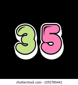 35 number logo bold letter design template
