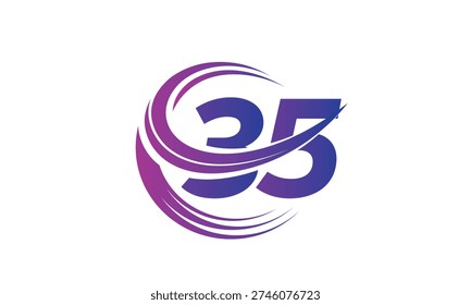 35 Number Logo Design with Purple Gradient Swirl Circle