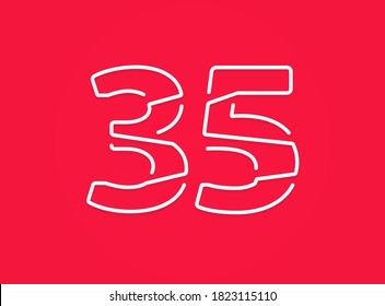 35 number. Modern trendy, creative style design. For logo, brand label, design elements, corporate identity, application etc. Isolated vector illustration          