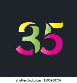 35 number multicolor letter logo design