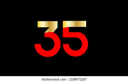 35 Number New Gold Red Elegant Logo