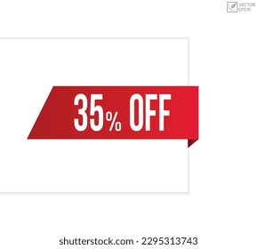 35 % Rabatt auf Banner-Design. 35 % Rabatt auf Icon. Flache Vektorgrafik.