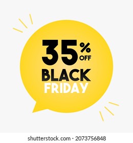 35% off black friday sale yellow balloon in a white background