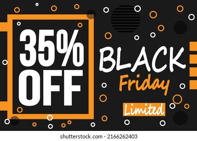 35% off black friday sale banner template graphic image. Vector illustration.