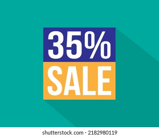 35% off. Blue and orange banner for discounts and promotion. Design for web and online sales.