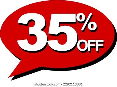 35% off, comic-style speech balloons, for discounts, promotions and sales