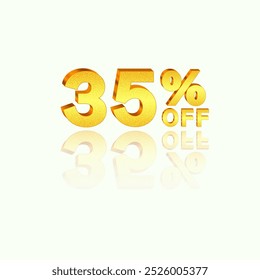 35% de descuento. Descuento en composición creativa. Símbolo de venta 3D. Venta Anuncio y cartel. Ilustración vectorial..