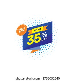 35% OFF Discount Sticker. Sale Tag Isolated Vector Illustration. Discount Offer Price Label, Vector Price Discount Symbol.shop now