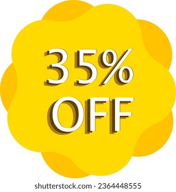 35% Off Discount Yellow Vector and Illustration Art in White Background