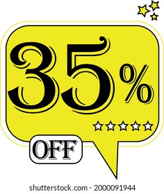 35% off Floating yellow balloon for promotional offers and discounts.