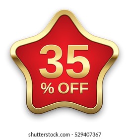 35% off golden badge, vector 
