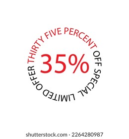 35% Off Limited Special Offer vector art illustration with white background color and fantastic font