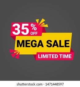 35% Off Mega Sale Vektor Label Free